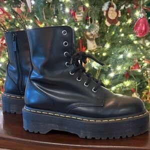 Dr. Martens Sleek Black Leather Combat Boots